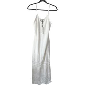 Women's NWT Freshman 1996 White Crochet Knit Boho Maxi V-Neck Sundress - Medium